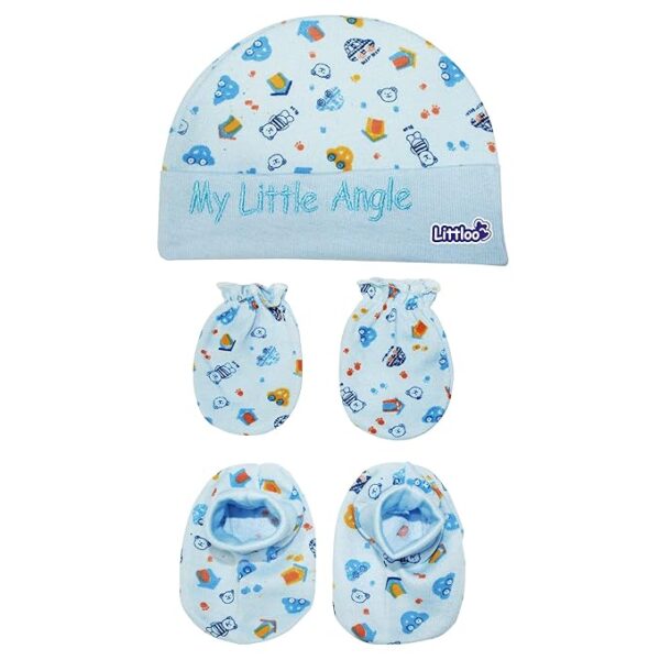 3 in 1 Baby Caps, Mittens and Socks Set