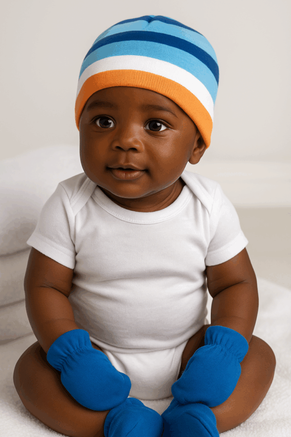 Baby 3 in 1 Caps and Mittens Set - Image 2