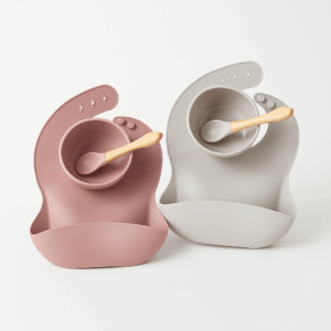 Silicone Baby Bib, Bowl & Spoon Set