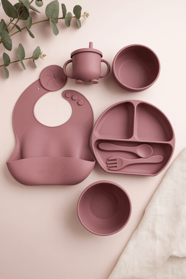 Silicone Baby Bib, Bowl & Spoon Set