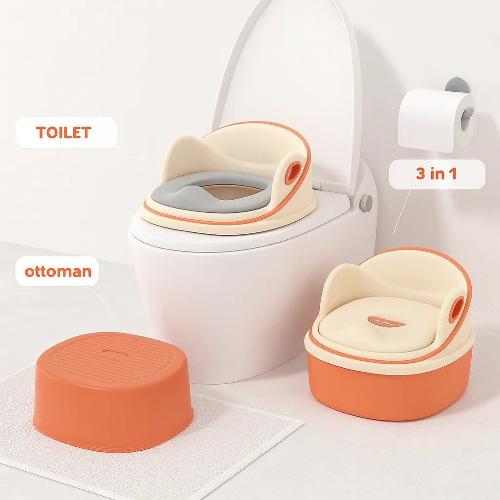 Beautiful Foreign Baby 3-in-1 Potty Trainer, Toddler Toilet Seat