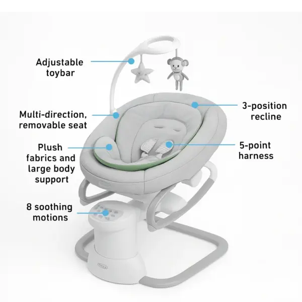 Graco Soothe My Way Baby Swing & Rocker – Ultimate Comfort, 16 Modes - Image 3