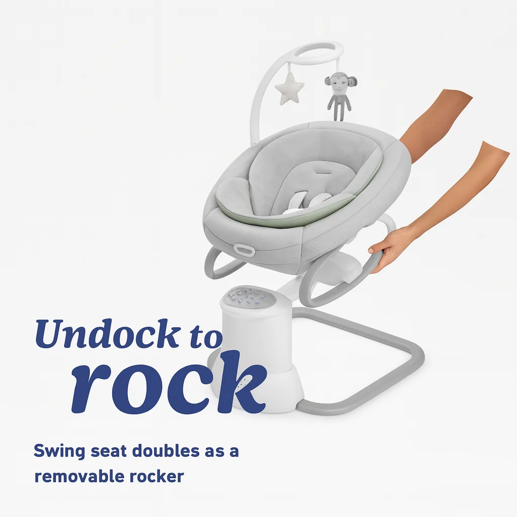 Graco Soothe My Way Baby Swing & Rocker – Ultimate Comfort, 16 Modes - Image 2