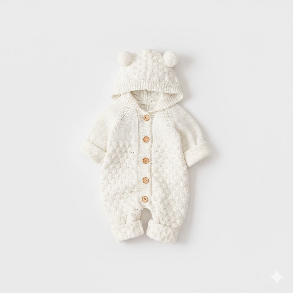 Baby Knitted Hooded Romper