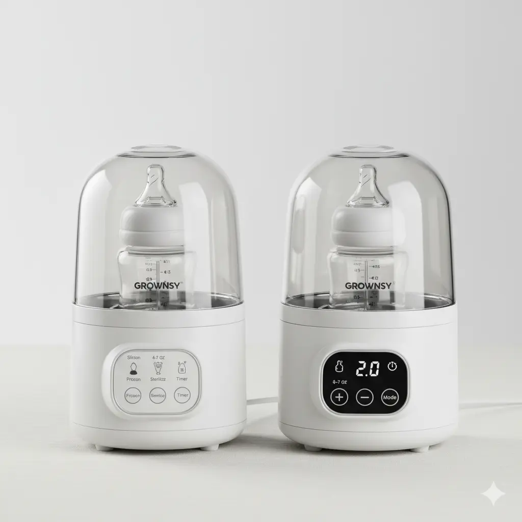 Grownsy 8-in-1 Fast Baby Bottle Warmer with Timer – Safe for Breastmilk Nutrients, Accurate Temperature Control, Defrost, Sterilizing,