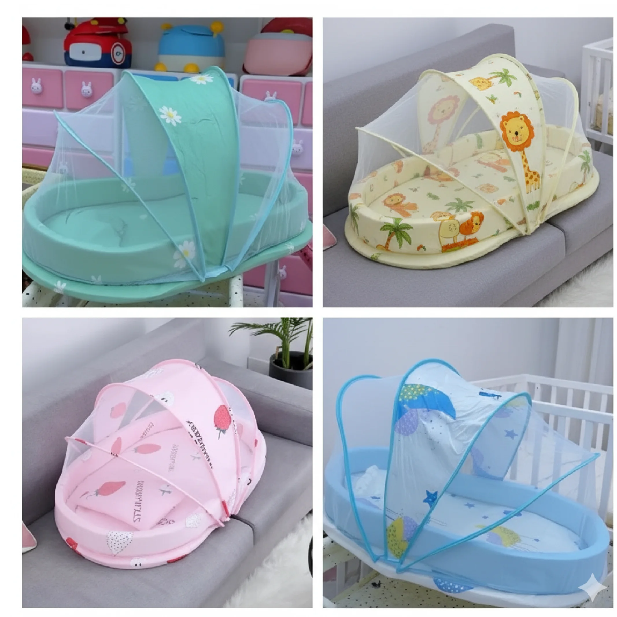 Baby Bed with Mosquito Net – Portable Infant Sleeping Bed with Protective Netting
