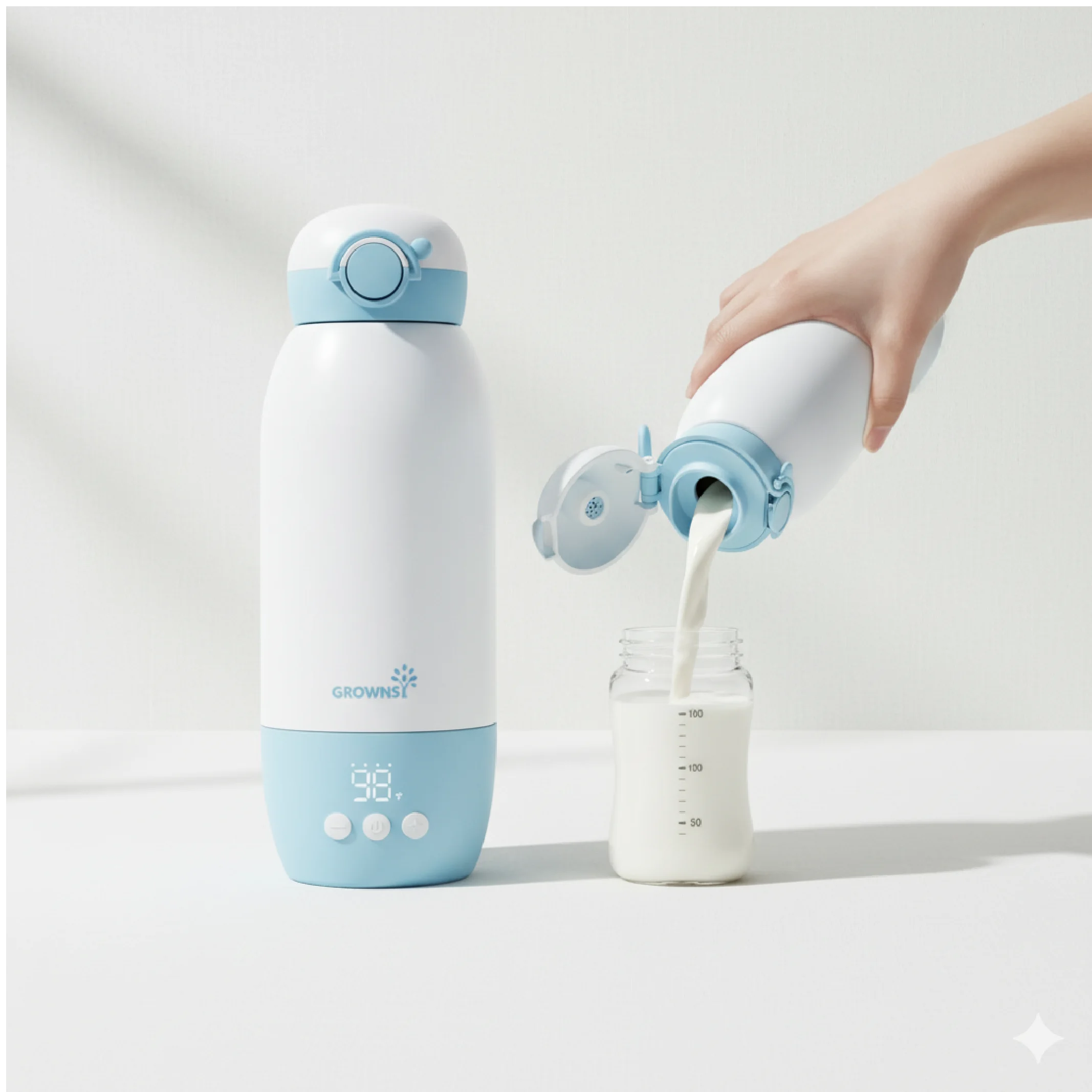 Grownsy Portable Bottle Warmer – Cordless Travel Milk Warmer with Precise Temperature Control (20oz Capacity) - Image 2