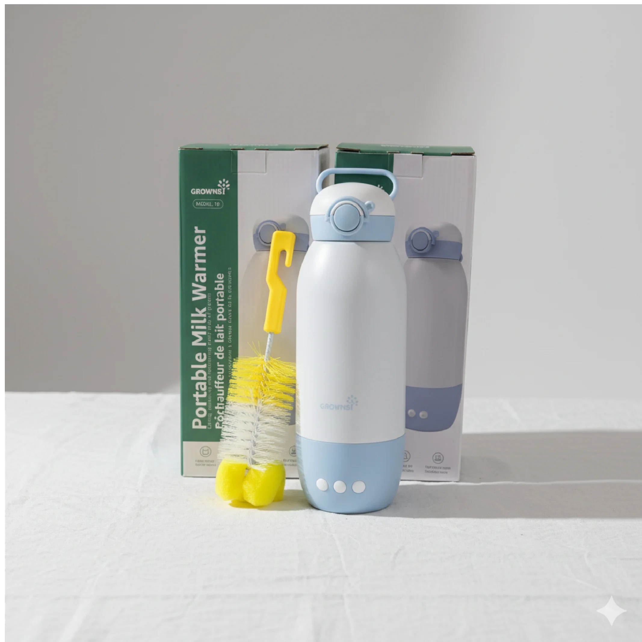 Grownsy Portable Bottle Warmer – Cordless Travel Milk Warmer with Precise Temperature Control (20oz Capacity)