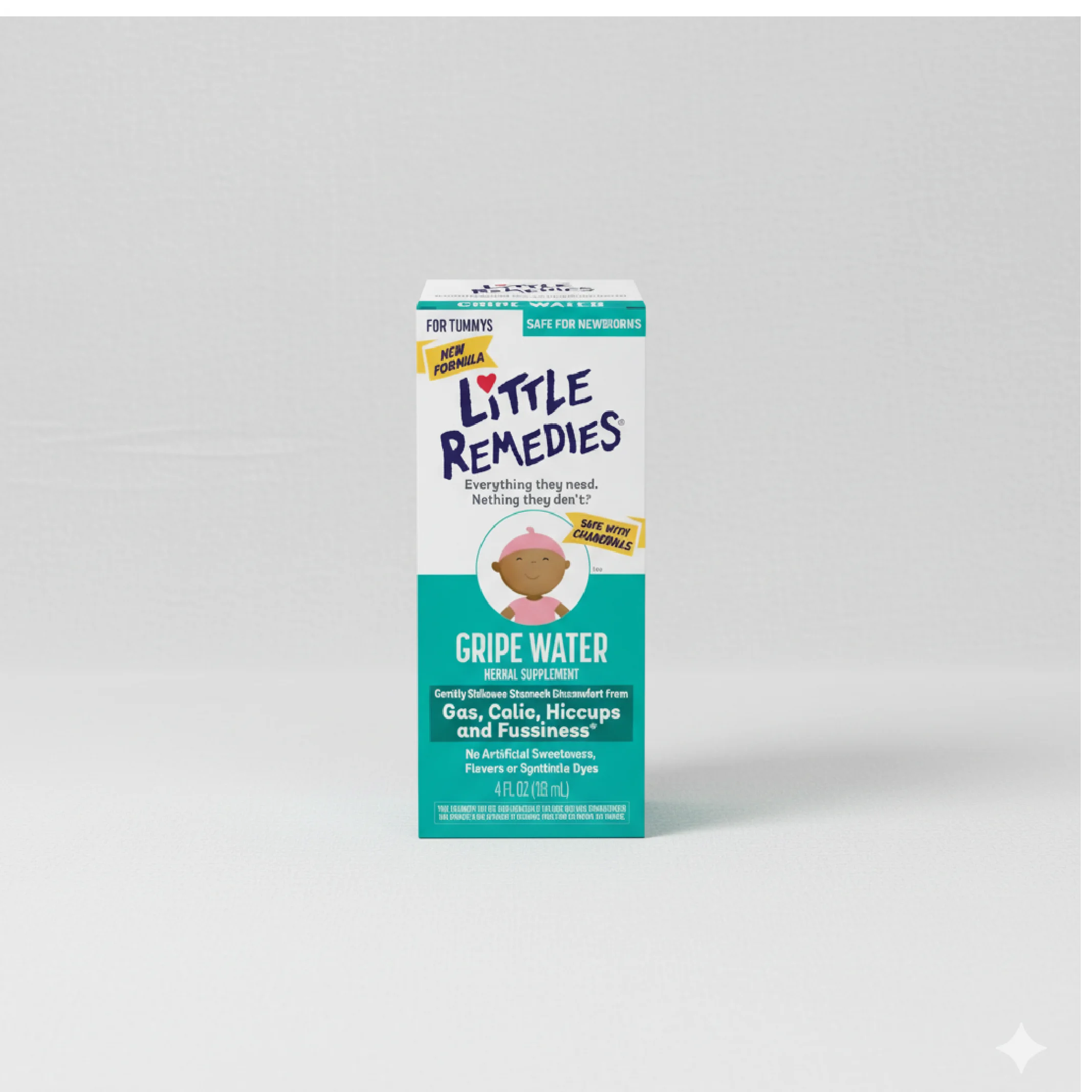 Little Remedies Gripe Water – 4 Fl Oz Natural Baby Gas & Colic Relief for Newborns (Alcohol-Free & Gentle Formula)