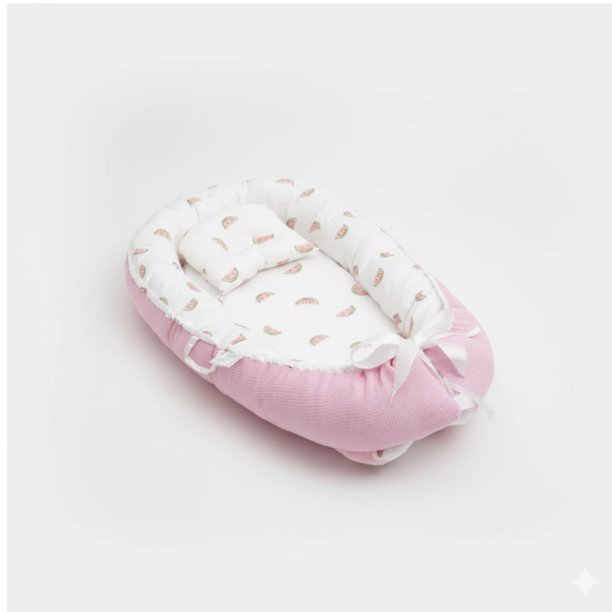 Reversible Baby Nest Crib – Soft Portable Infant Lounger with Double-Sided Design & Head Support Pillow - Image 2