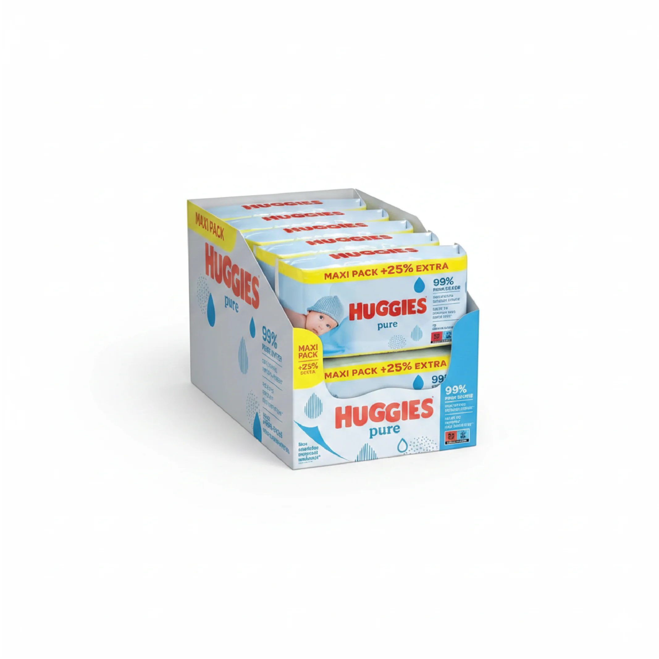 Huggies Pure Baby Wipes – 10 Packs, Gentle & Safe Cleansing for Sensitive Baby Skin